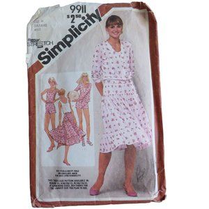 Vintage 80s Simplicity 9911 Small Mod Hip Skirt Top Shorts Jacket 4 Styles CUT